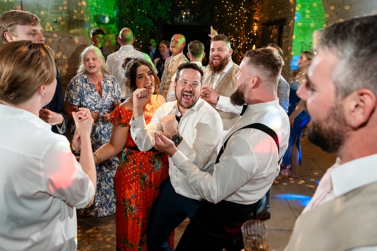 Wedding DJ playing for an evening party at Old Gore Barn
