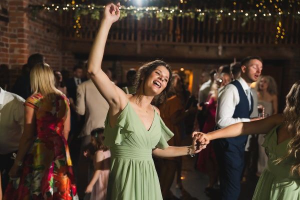 Professional wedding DJ setup with sound and lighting